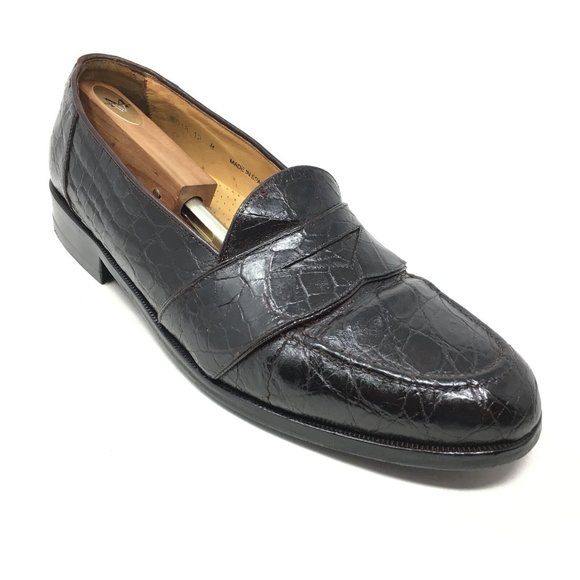 Magnanni Loafers Shoe Size 12 Brown Full Crocodile - Picture 1 of 8